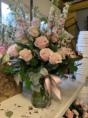 2 Dozen Roses with Spring fillers