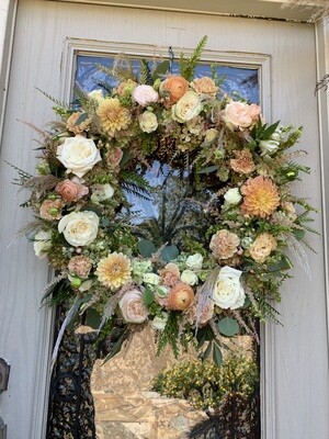 Floral wreath for door or easel for funeral