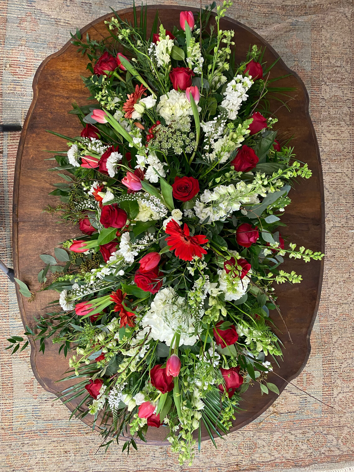 Triple Saddle Casket Spray