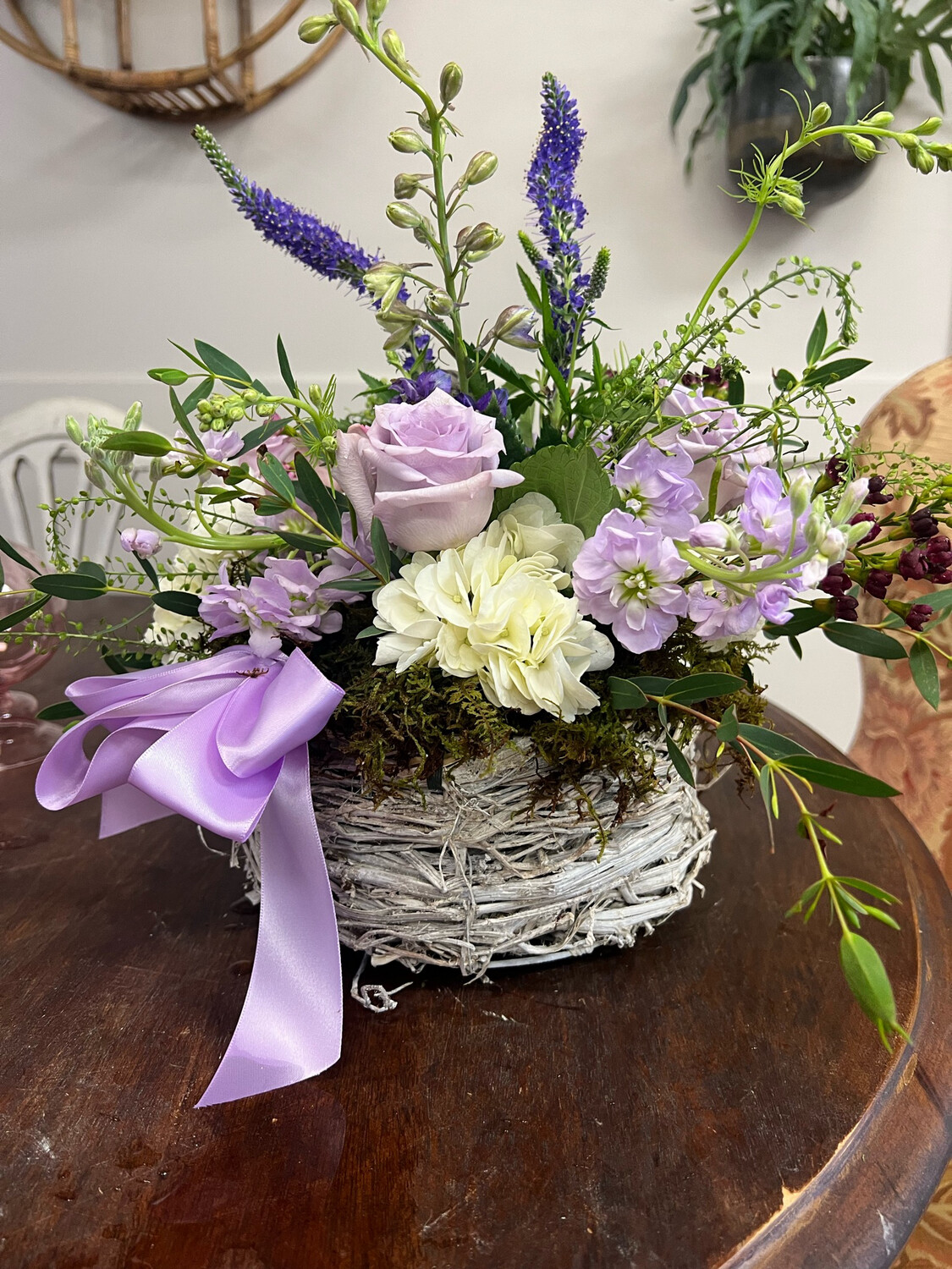 Small Nest Basket With Floral Arrangement