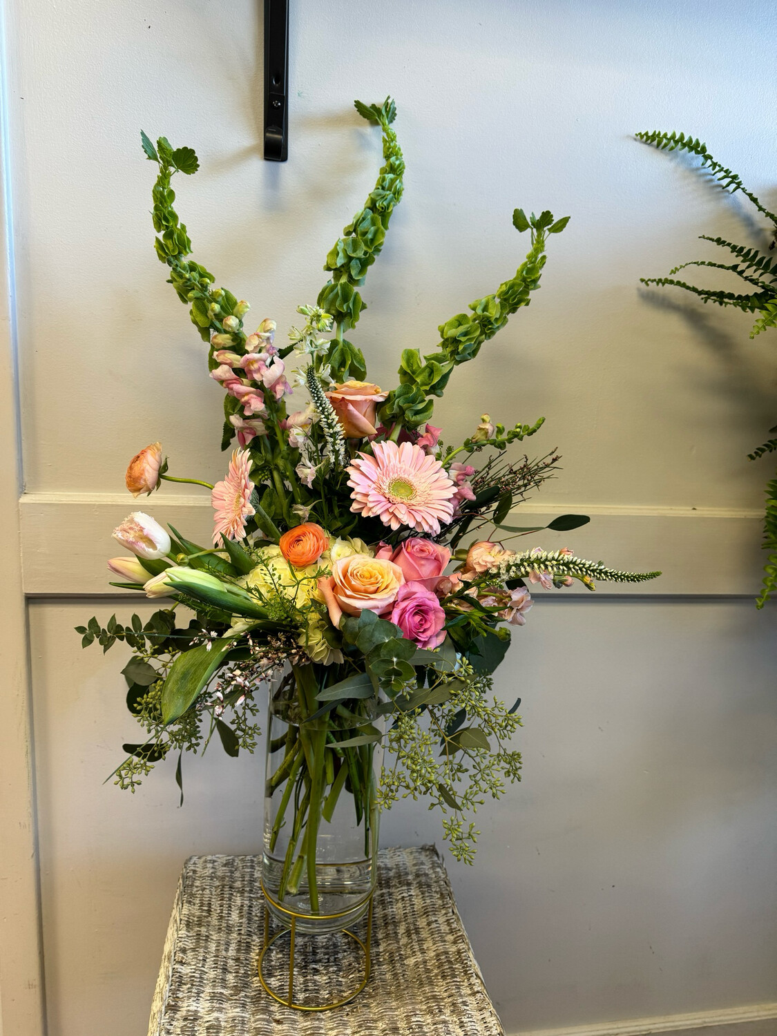 Tall Pilotis Vase With Spring Arrangement