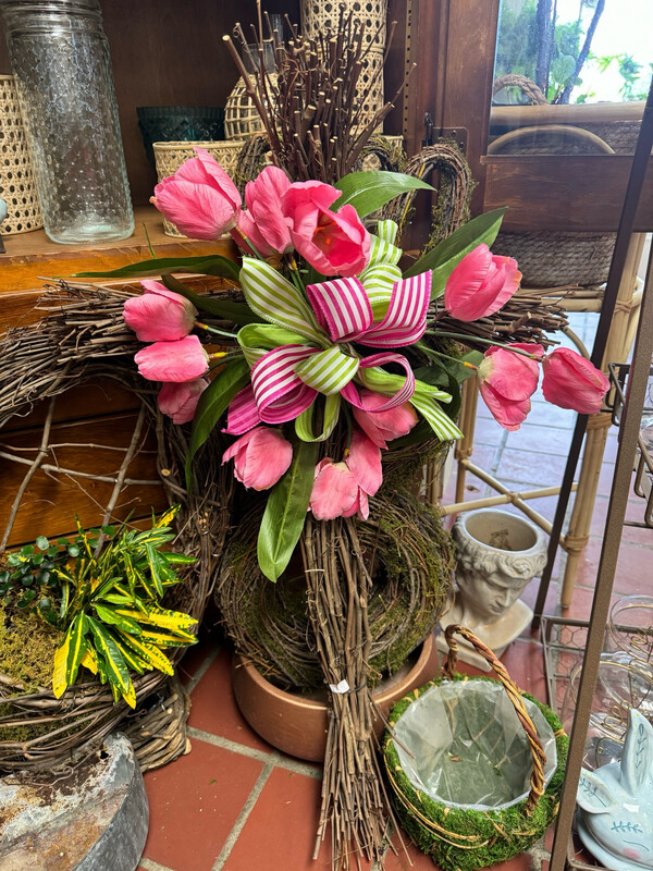 Twig Cross With Faux Or Fresh Florals