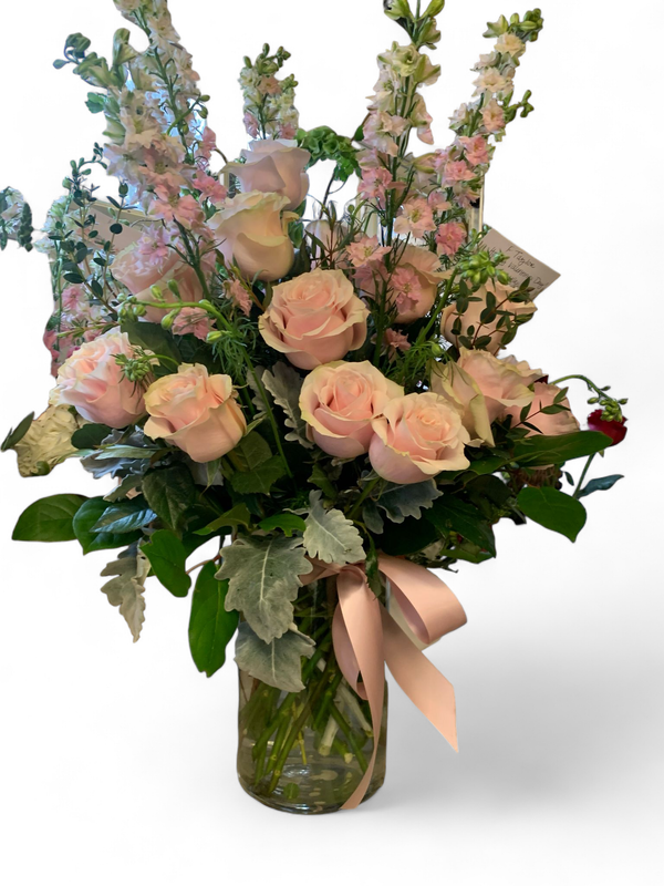 2 Dozen Roses with Spring fillers