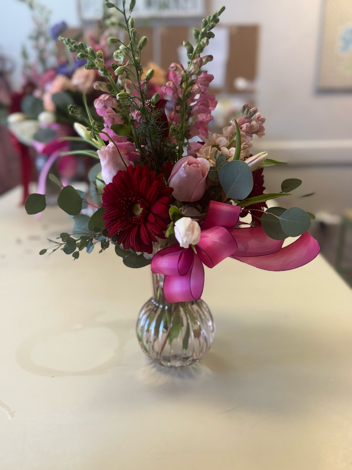 Peony Vase w/ Mixed Arrangement