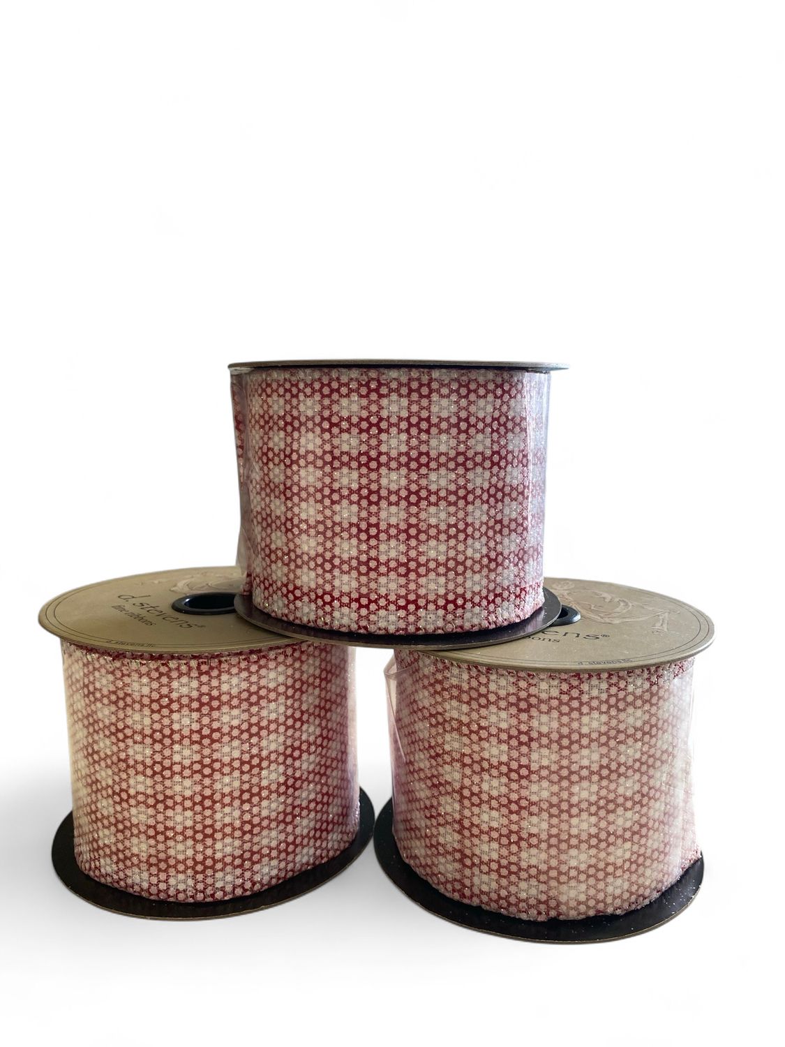 10yd x 2.5” d. stevens Christmas Glittery Dots and Striped Red and White Ribbon 10yd x 2.5” d. stevens Christmas Glittery Dots and Striped Red and White Ribbon