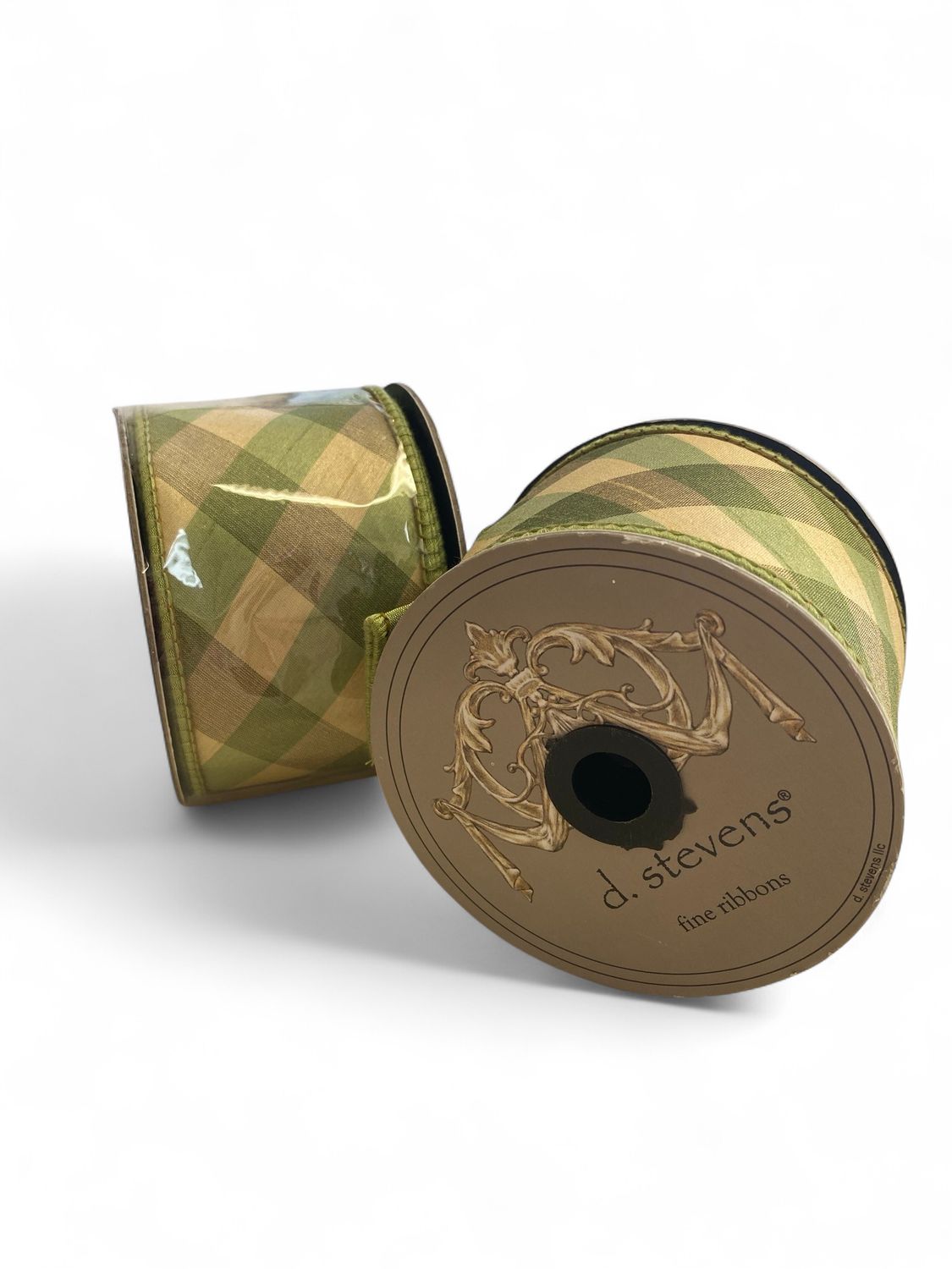 10yd x 2.5” d stevens Green and Cream Flannel Ribbon 10yd x 2.5” d stevens Green and Cream Flannel Ribbon