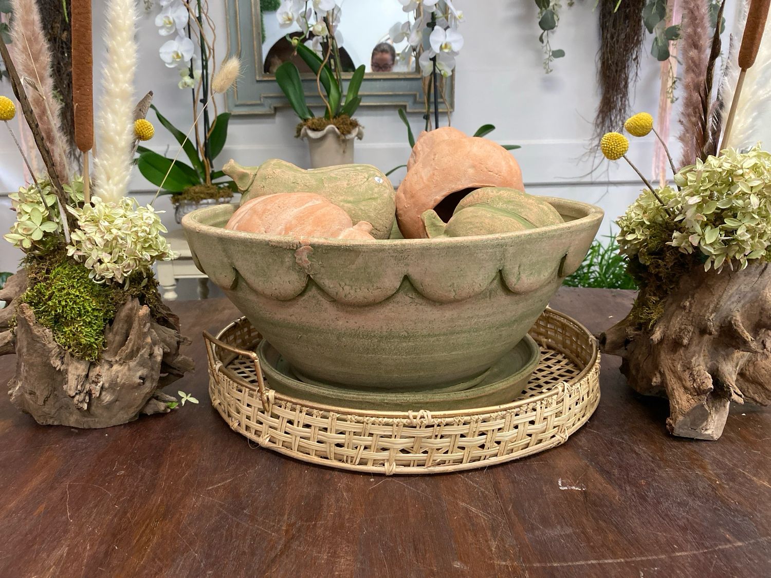 Large Green Terracotta Bowl Large Green Terracotta Bowl