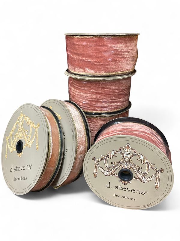 10yd d. stevens Pink Felt Ribbon with Gold Trim 10yd d. stevens Pink Felt Ribbon with Gold Trim