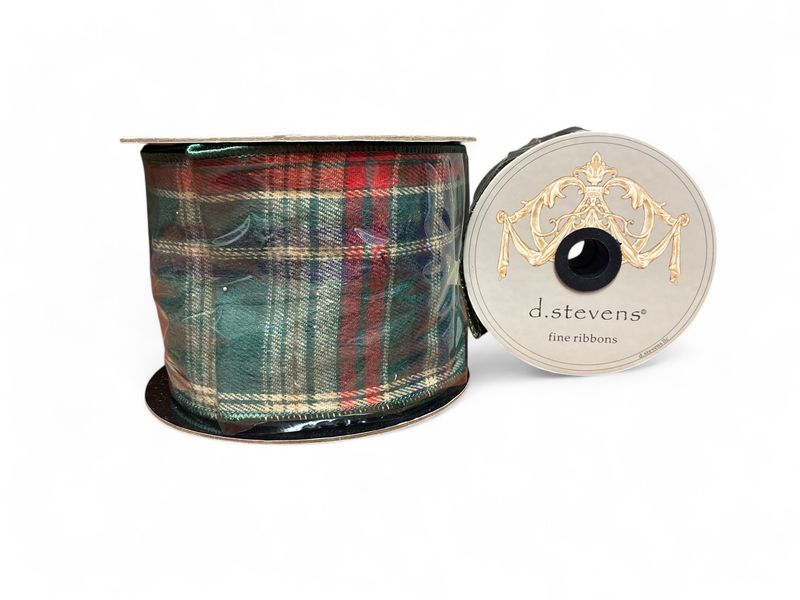 10yd x 4” d. stevens Dark Green and Red Flannel Ribbon 10yd x 4” d. stevens Dark Green and Red Flannel Ribbon