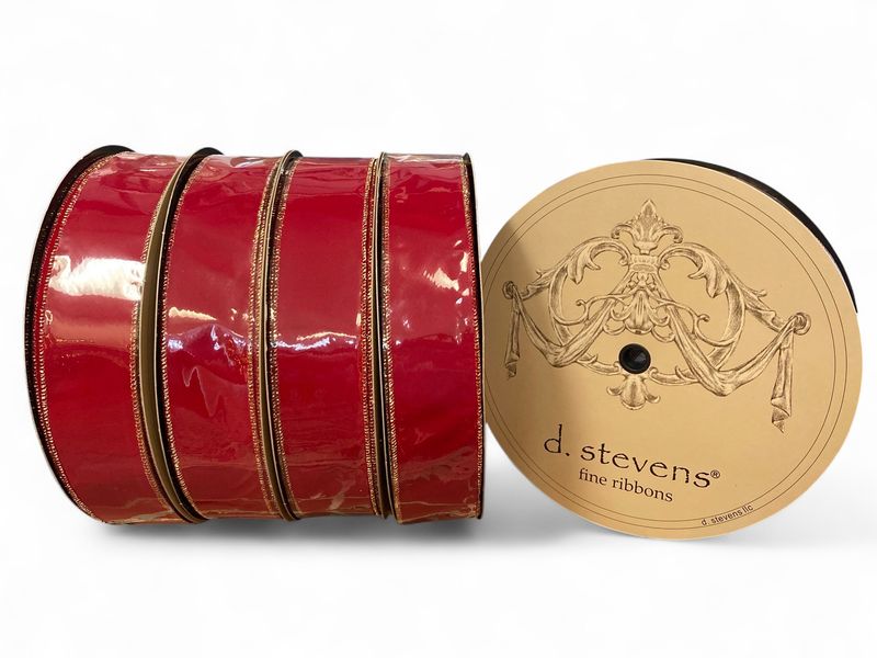 50yd x 2.5” d. stevens Red with Gold Trim Ribbon 50yd x 2.5” d. stevens Red with Gold Trim Ribbon