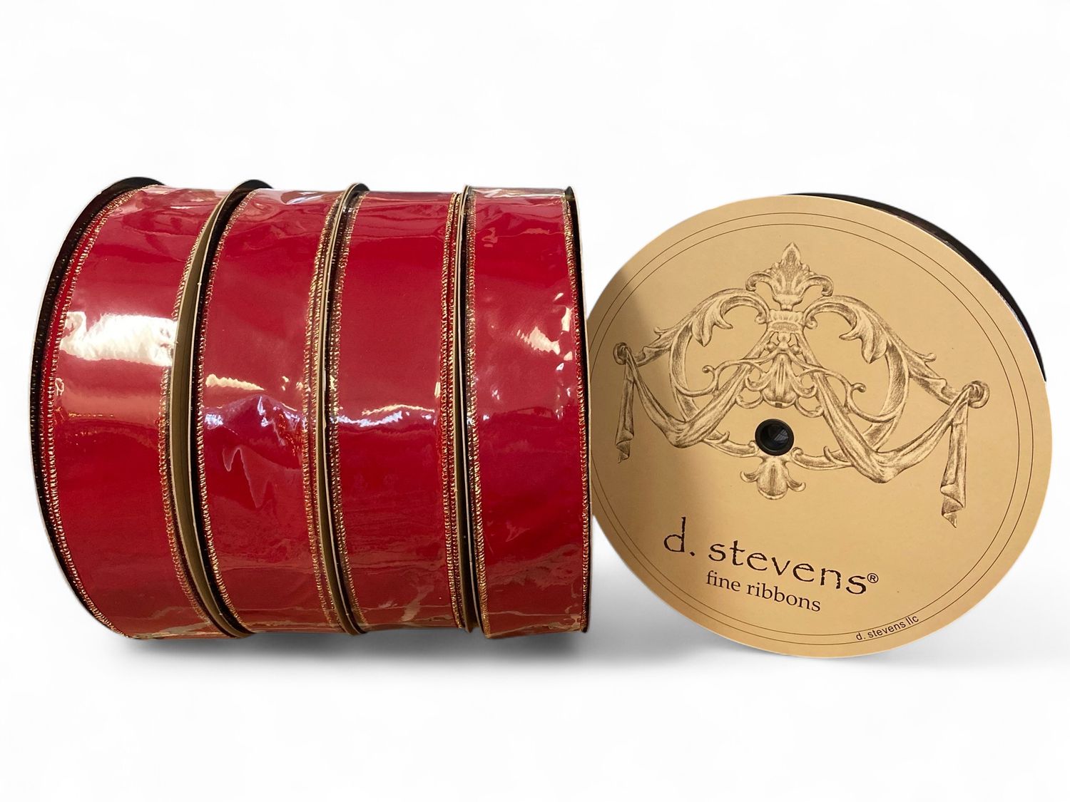 50yd x 2.5” d. stevens Red with Gold Trim Ribbon 50yd x 2.5” d. stevens Red with Gold Trim Ribbon