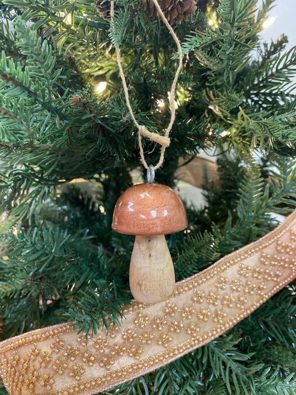 Wooden Mushroom Ornament