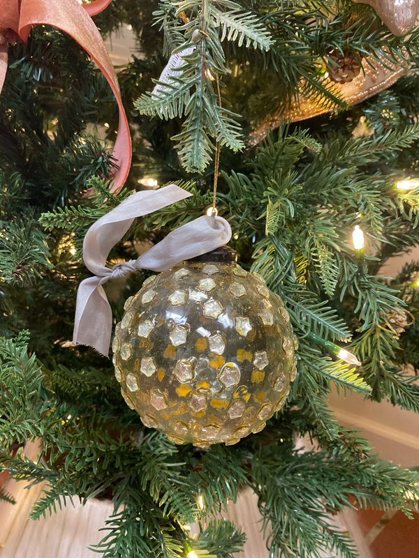 Glass Ornament w/ Diamond Stars