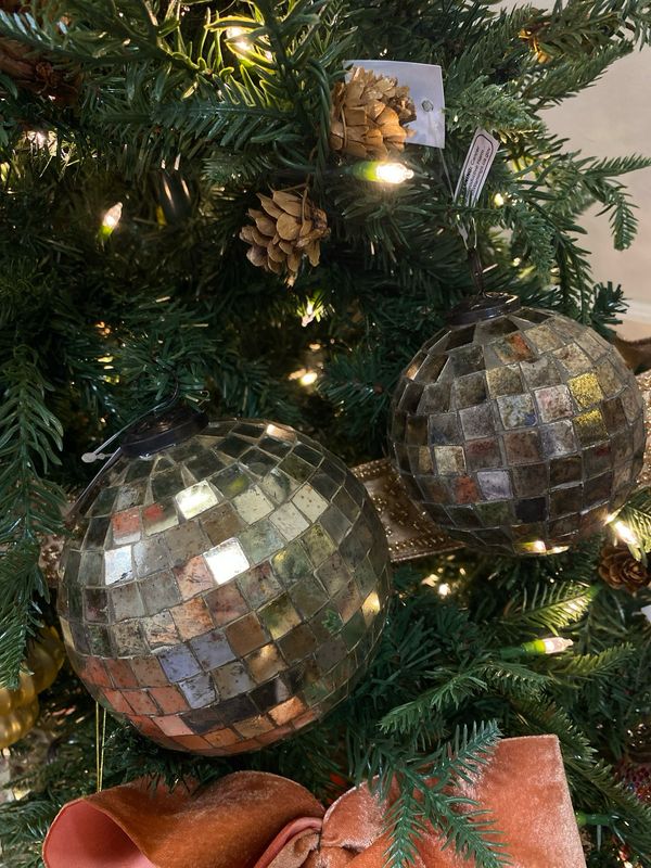 Rustic Mirrorball Glass Ornament