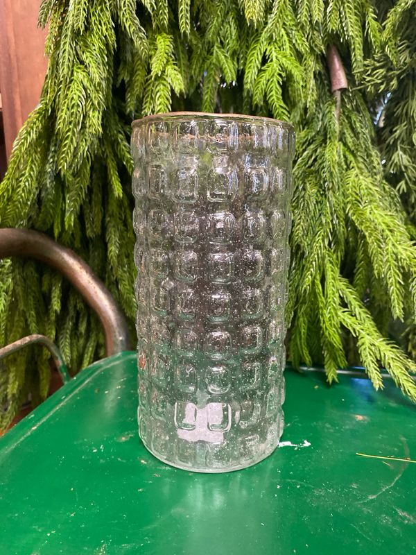 Tall Square Patterned Glass Vase Tall Square Patterned Glass Vase