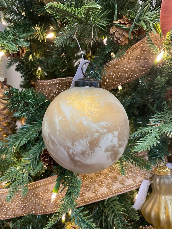 White and Gold Marbled Glads Ornament