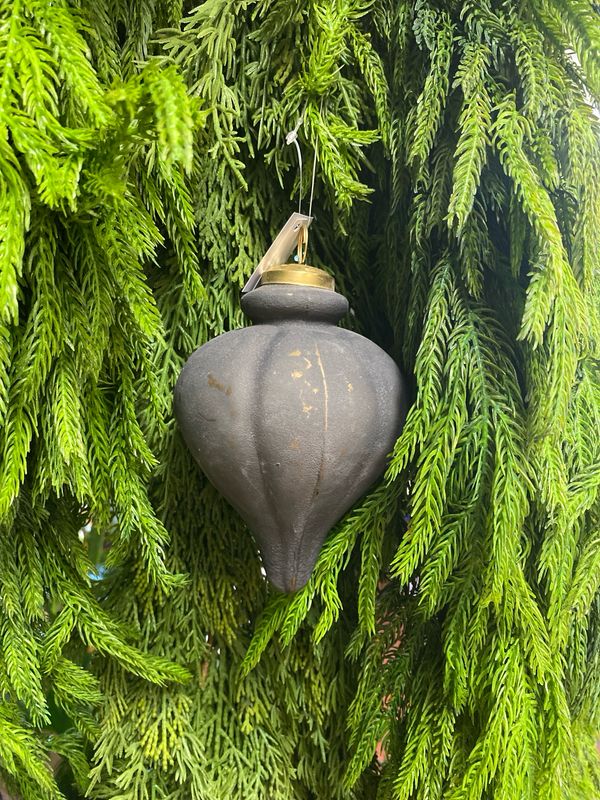 Ash Gray Glass Teardrop Ornament