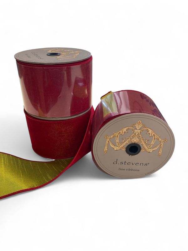 10yd x 4” d. stevens Two Tone Red and Green Ribbon