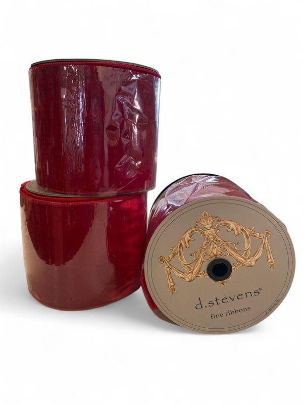 10yd x 6” d. stevens Jubilee Red Velvet Ribbon