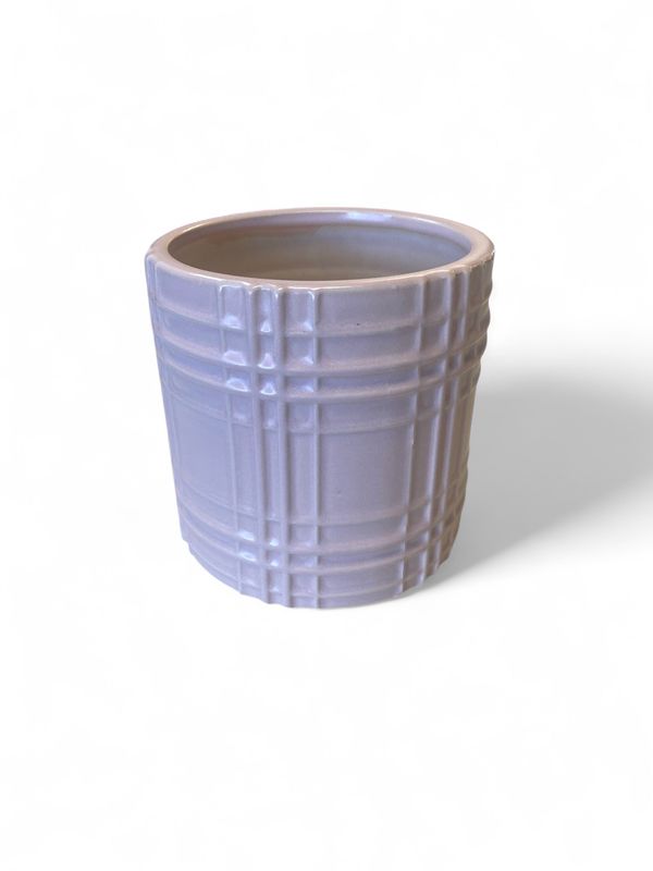 Pink Plaid Ceramic Planter Pink Plaid Ceramic Planter