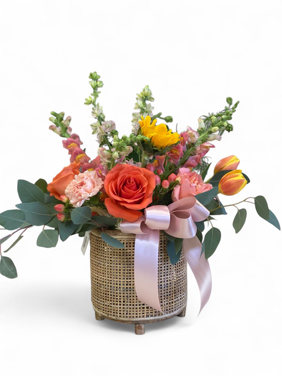 Rattan Vase with Florals