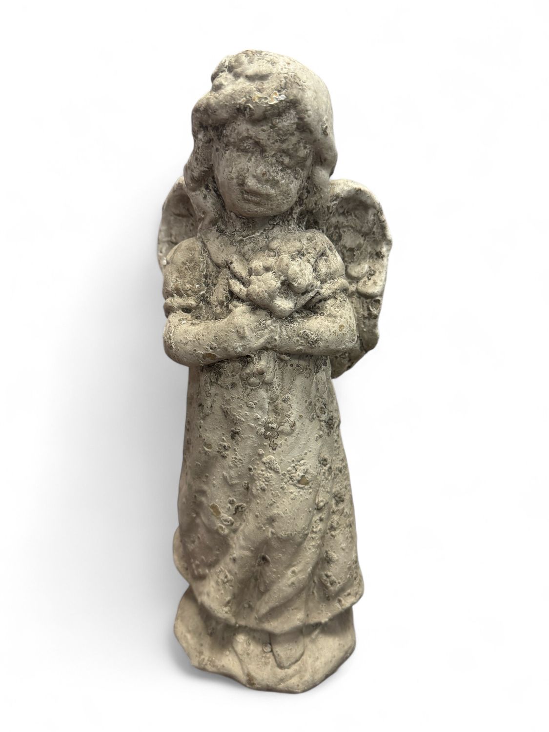 Cement Angel w/ Flowers