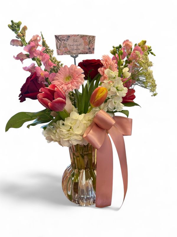 Peony Vase w/ Mixed Arrangement