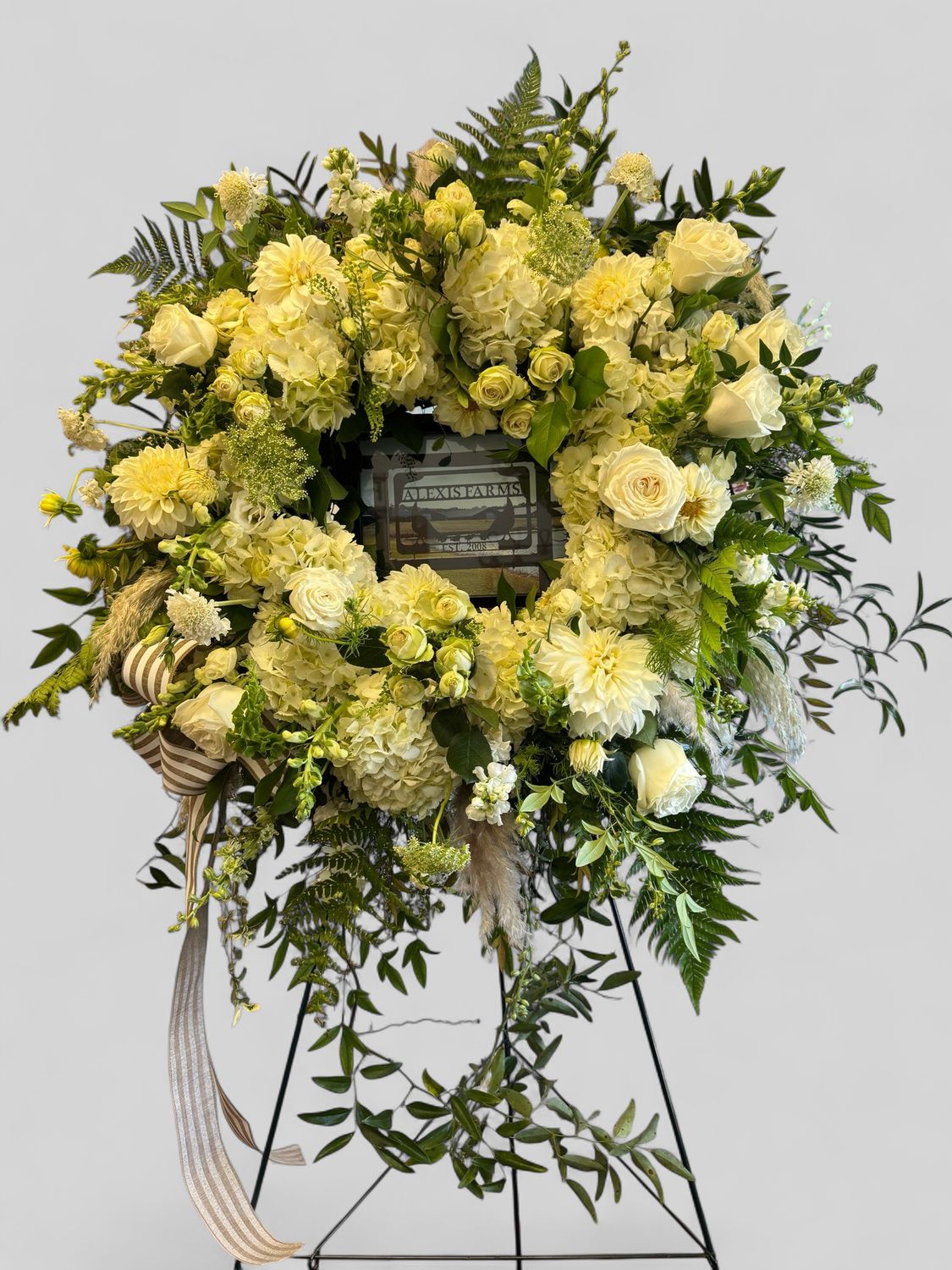 Floral Wreath On Easel With Custom Picture