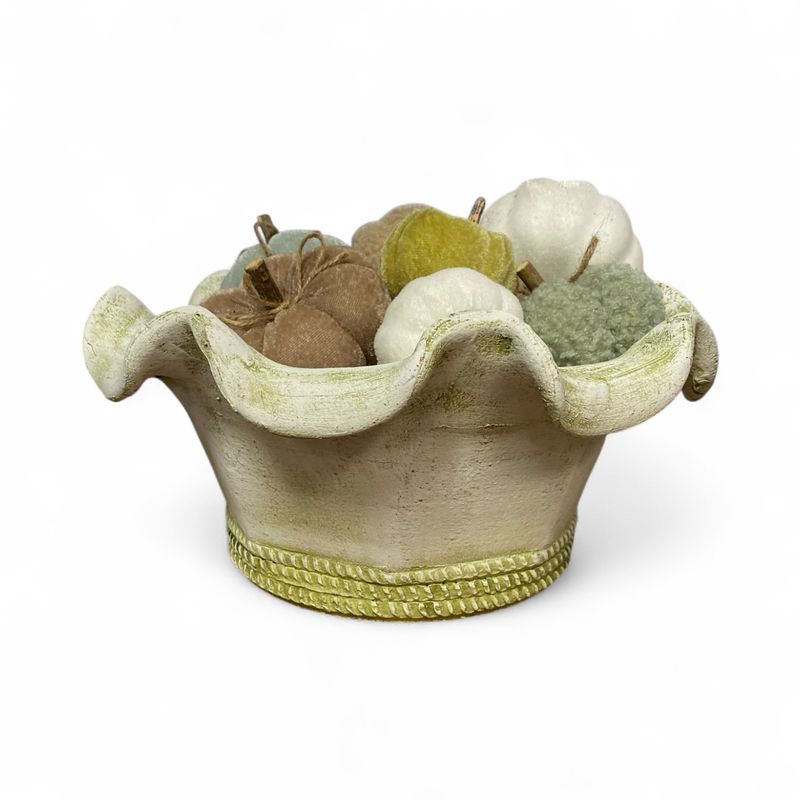 Wavy White and Green Terracotta Bowl Wavy White and Green Terracotta Bowl
