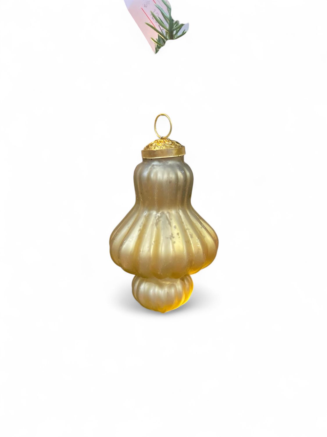 Golden Ribbed Glass Ornament