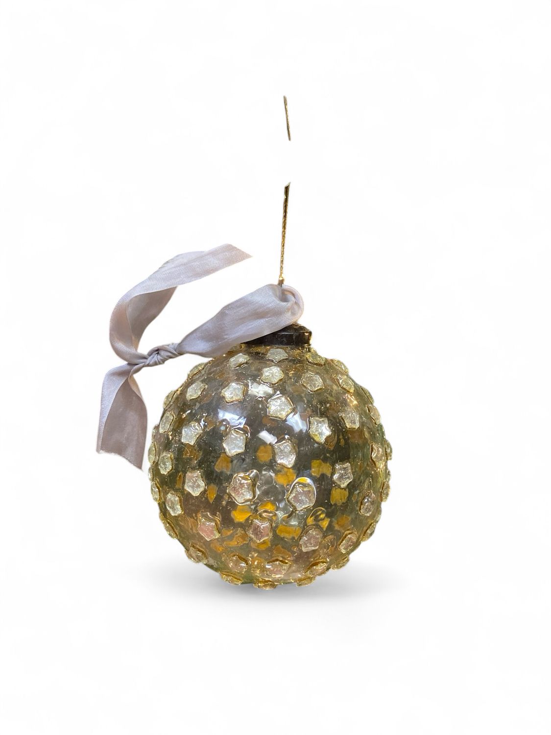 Glass Ornament w/ Diamond Stars Glass Ornament w/ Diamond Stars