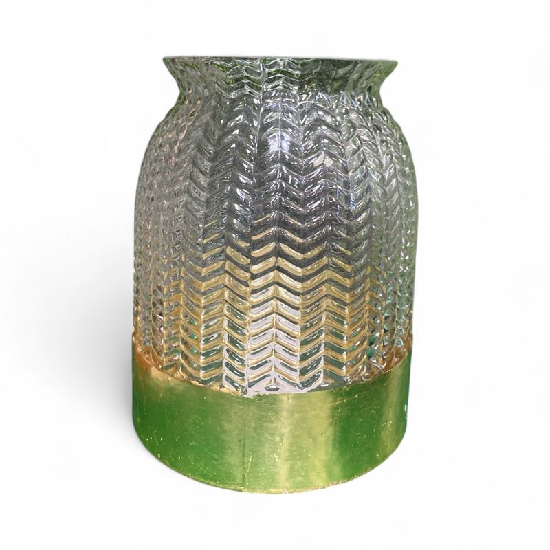 Feather Patterned Glass Vase with Gold Bottom Feather Patterned Glass Vase with Gold Bottom