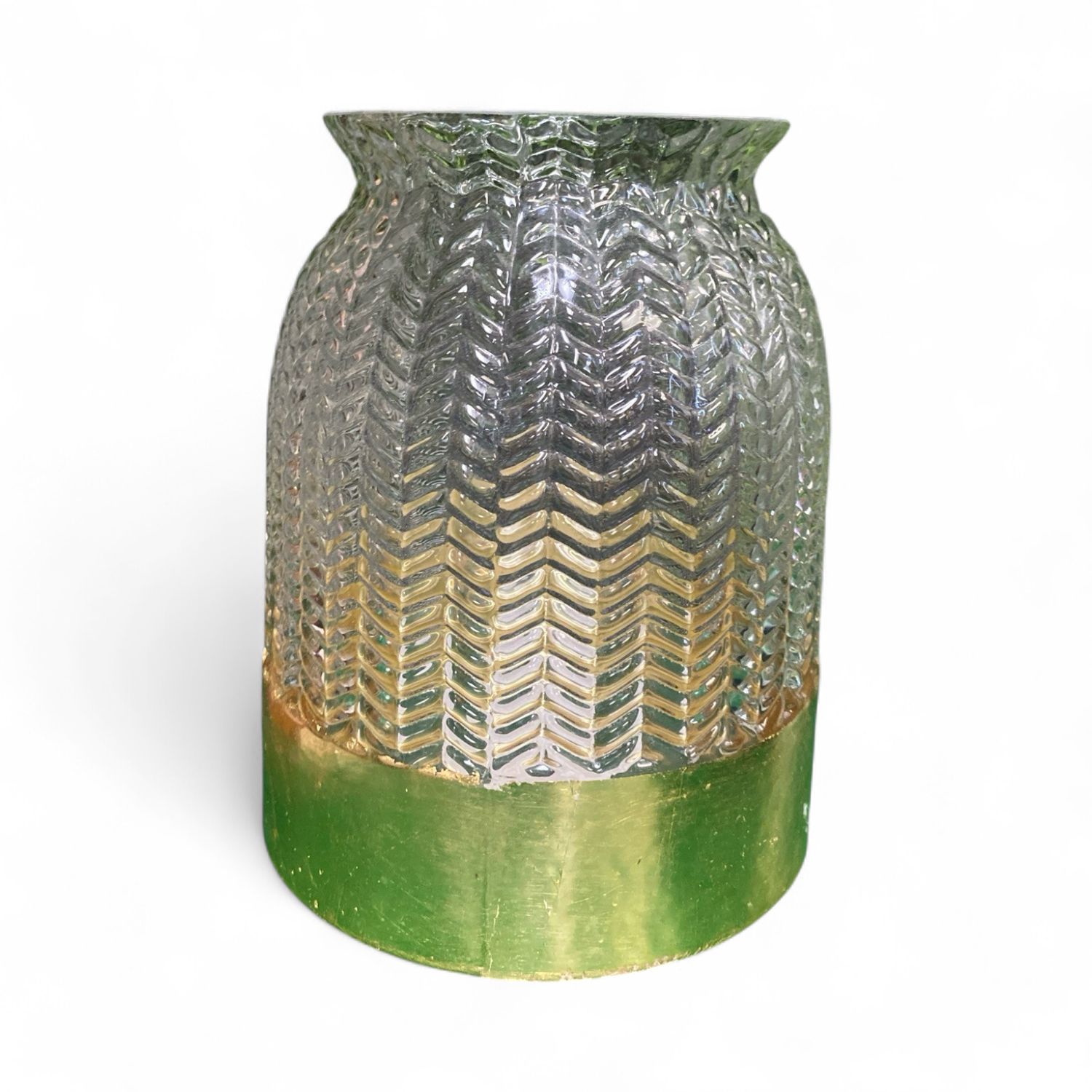 Feather Patterned Glass Vase with Gold Bottom Feather Patterned Glass Vase with Gold Bottom