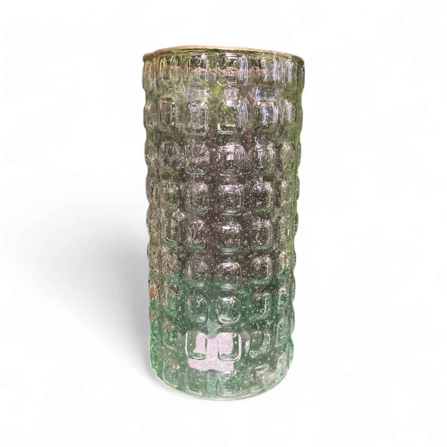 Tall Square Patterned Glass Vase