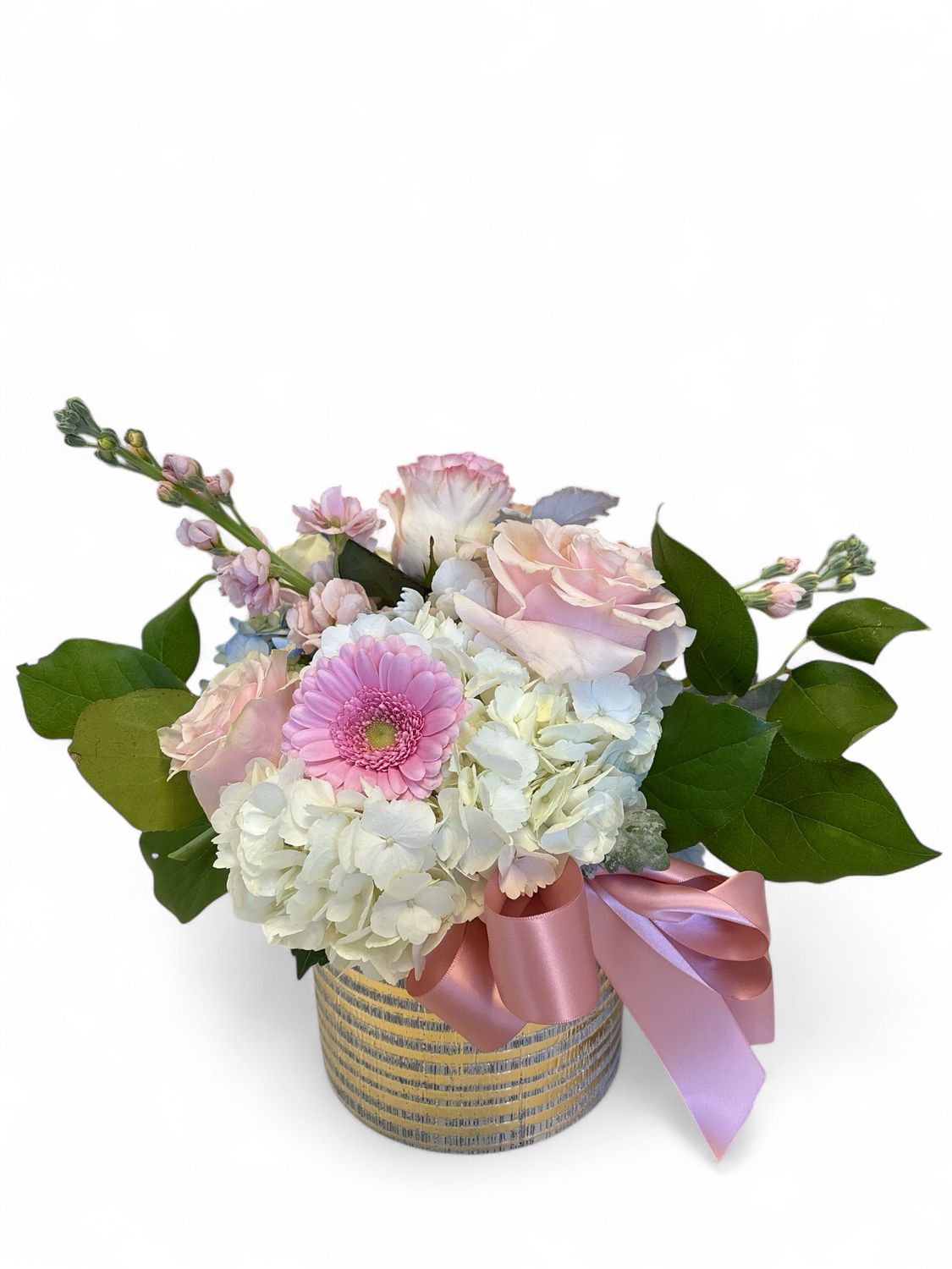 Gold and white striped planter