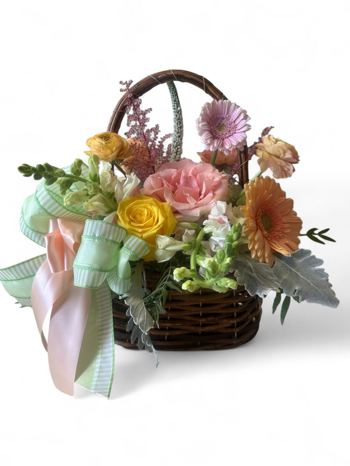 Polished Woven Basket With Handle