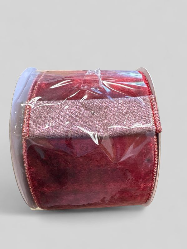 Velvet Metallic Dupion Fused Burgundy 4x10yd