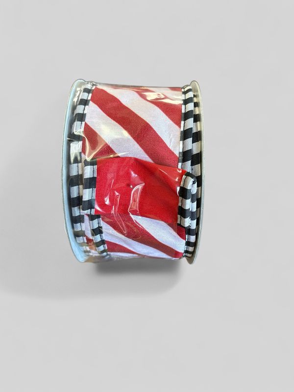 Taffeta checks piping ribbon black/red 2.5x10