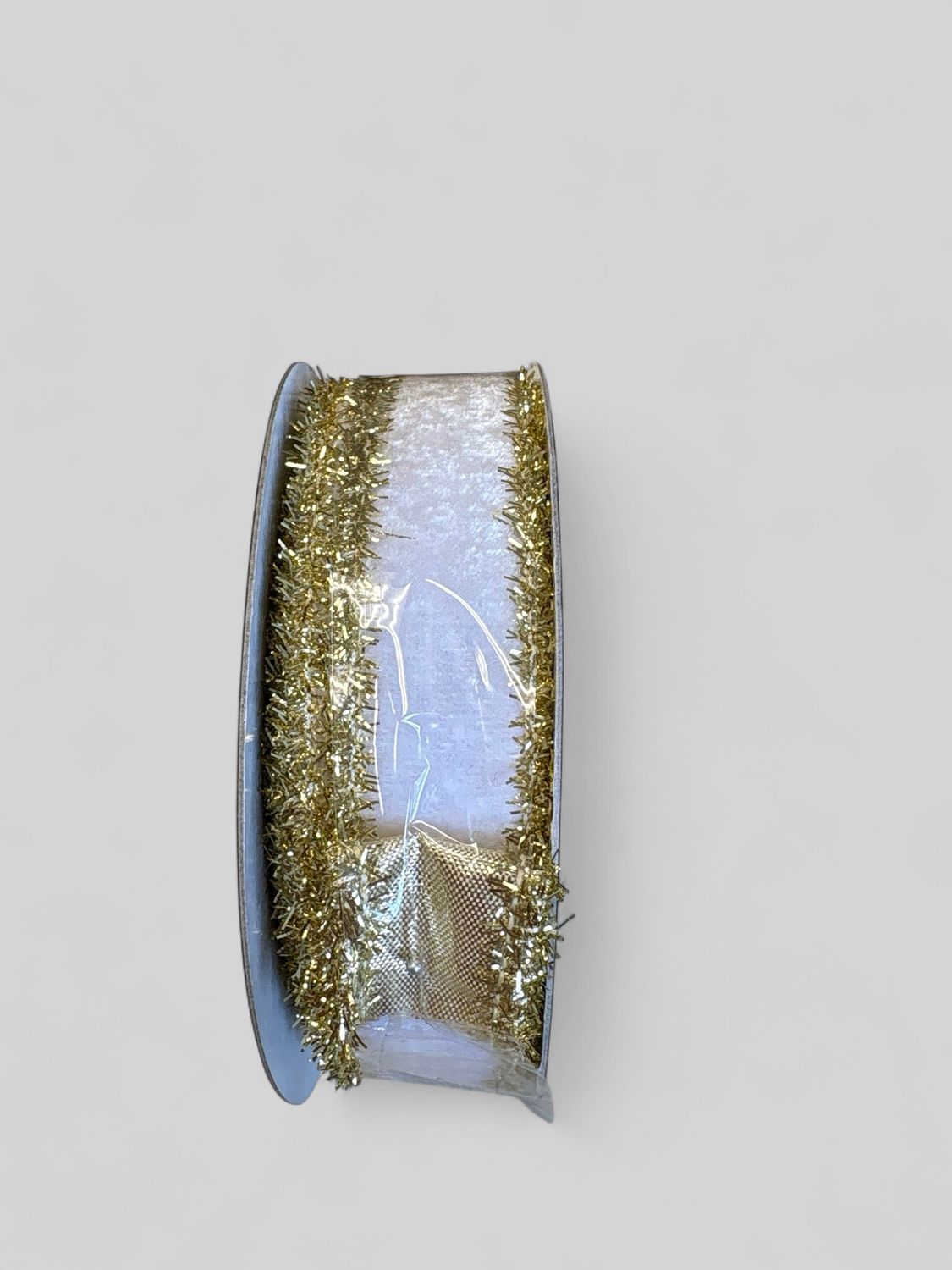 Velvet Metallic Dupion DBL Fused Tinsel Edge White 1x10yd Velvet Metallic Dupion DBL Fused Tinsel Edge White 1x10yd