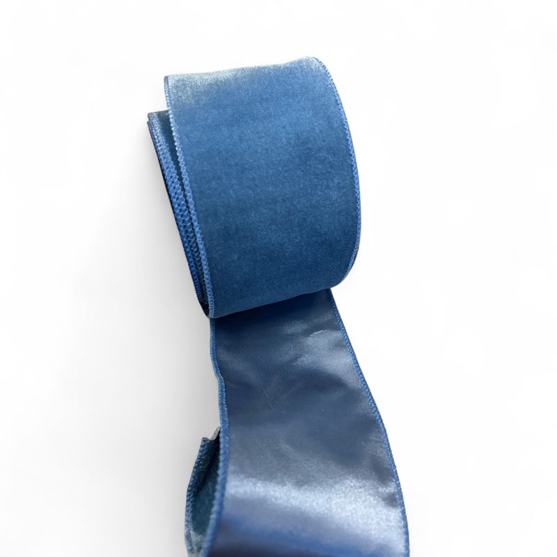 4x10yd deluxe velvet satin blue ribbon