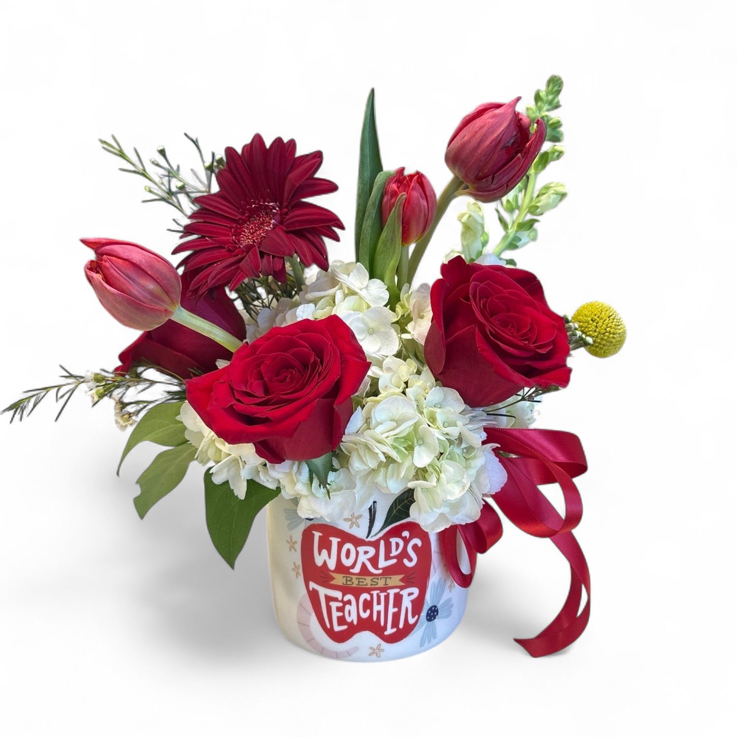 Worlds best teacher vase with florals