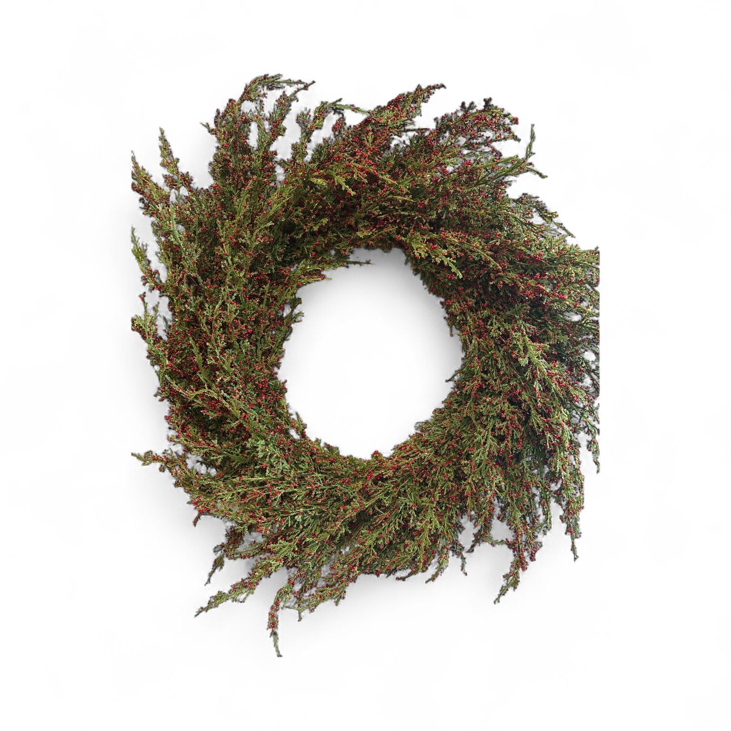 Faux cypress wreath w berries Faux cypress wreath w berries
