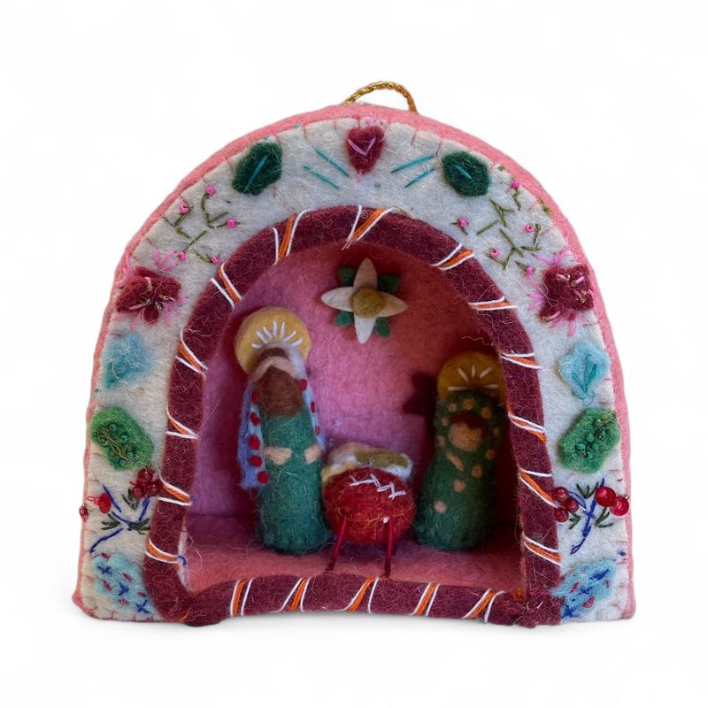 Handmade wool felt nativity ornament