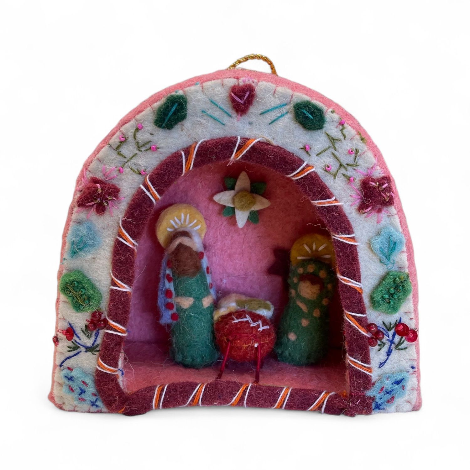 Handmade wool felt nativity ornament