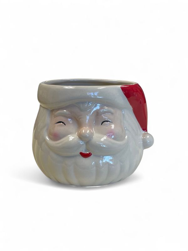 Stoneware Santa head planter