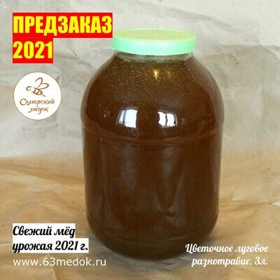 ПРЕДЗАКАЗ 2022 - Луговой свежий мёд 3 л.
