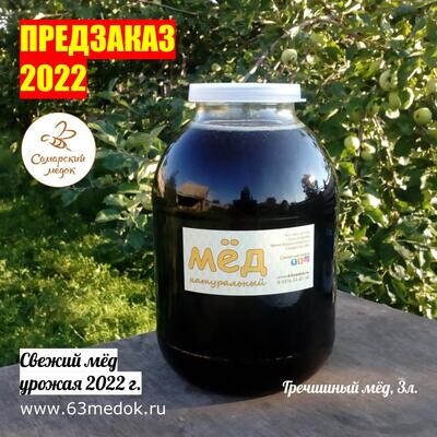 ПРЕДЗАКАЗ 2022 - Гречишный свежий мёд 3 л.