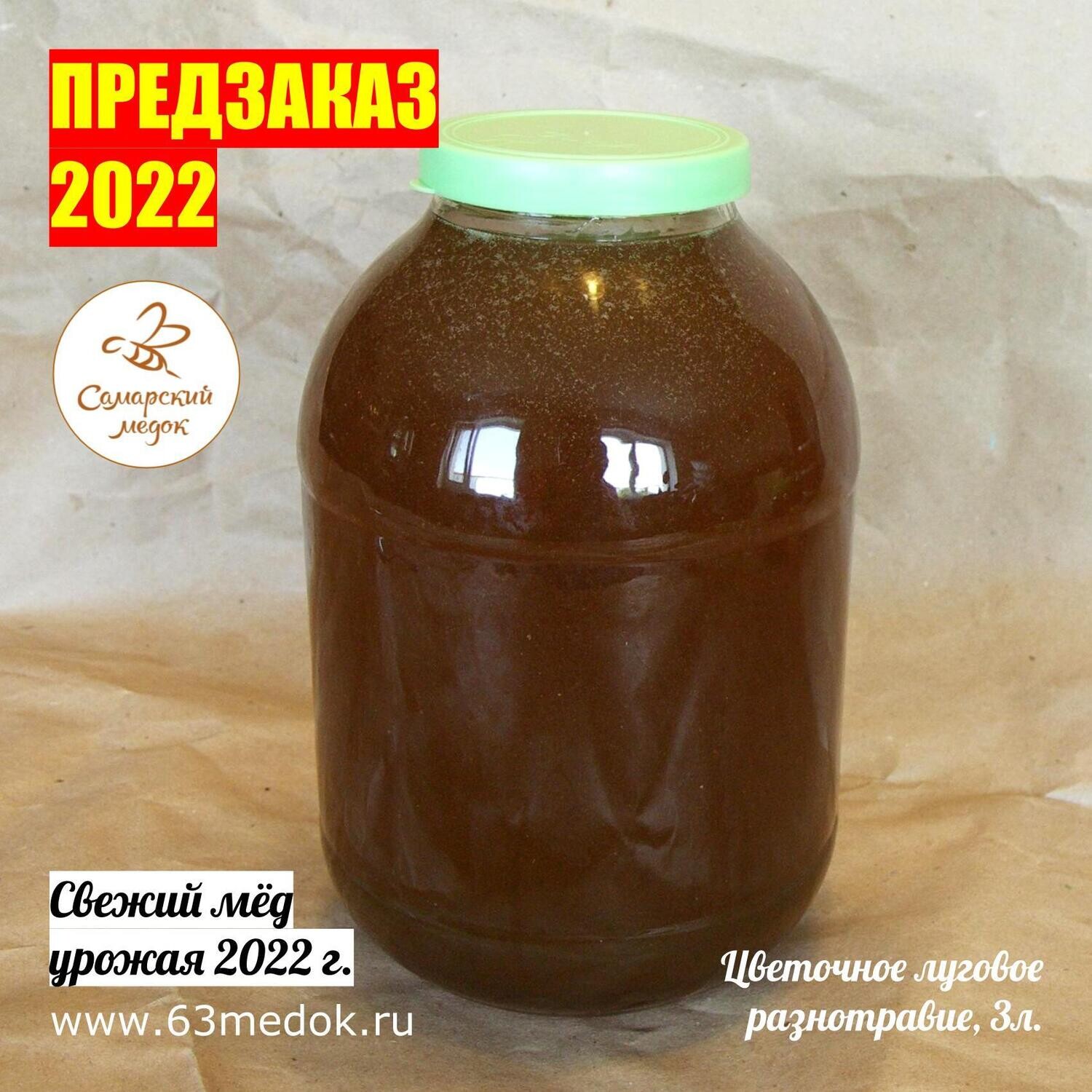 ПРЕДЗАКАЗ 2022 - Луговой свежий мёд 3 л.