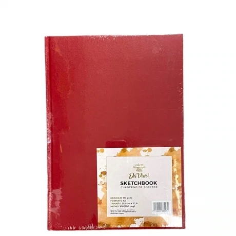 Sketchbook Cosido DaVinci A4 100 hojas - Rojo