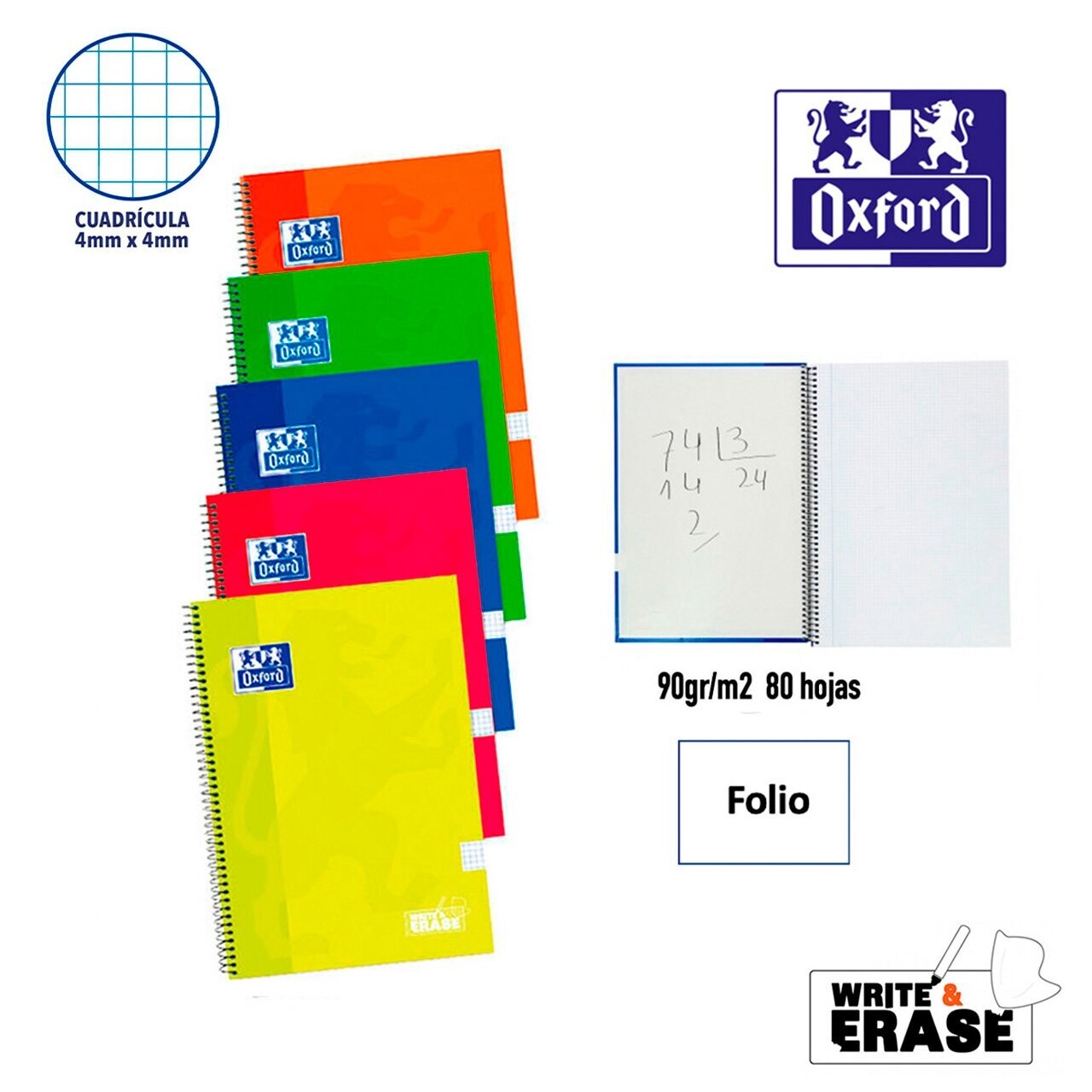 CUaderno OXFORD tamaño folio cuadriculado